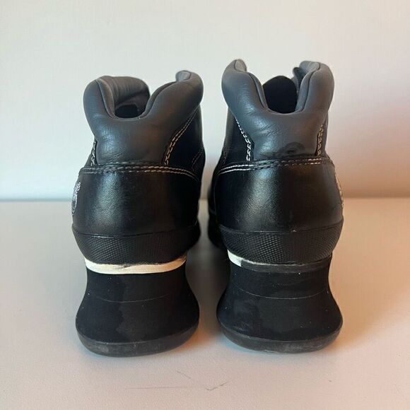 TIMBERLAND Ankle Chelsea Boots Leather Lace Up Wedge Womens Size 8.5 Black - Picture 6 of 11